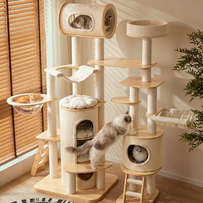 Luxury Castle Solid Wood Cat Climbing Tree