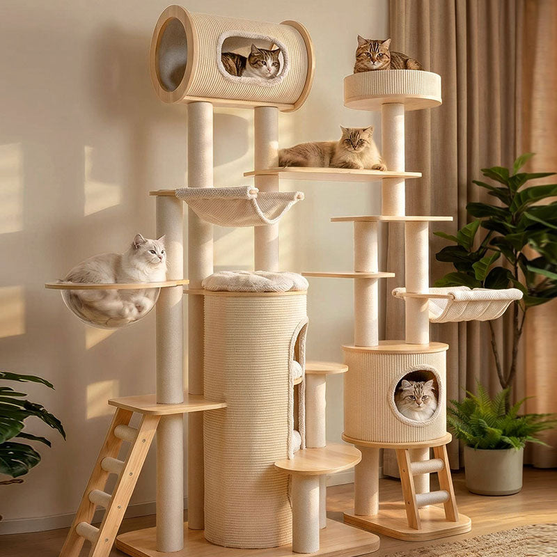 Luxury Castle Solid Wood Cat Climbing Tree