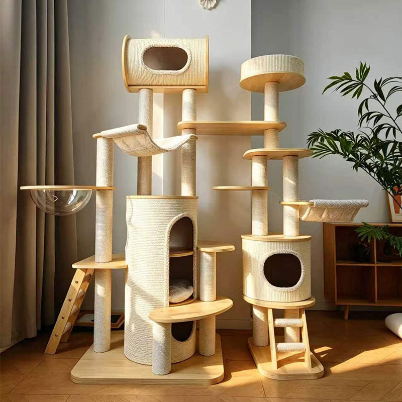 Luxury Castle Solid Wood Cat Climbing Tree