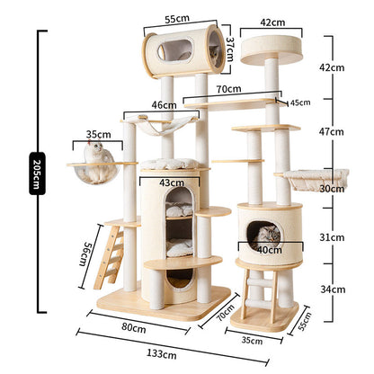 Luxury Castle Solid Wood Cat Climbing Tree