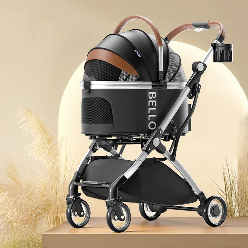 Luxury Pet Carrier Stroller Cat Dog On Wheels Rolling Pram MEW00226 / Black / 39.3*18.7*30.3inch/Holds up to 33lb