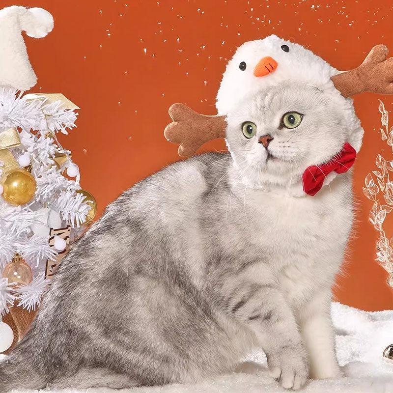 Magnetic Snowman Christmas Cat Hat