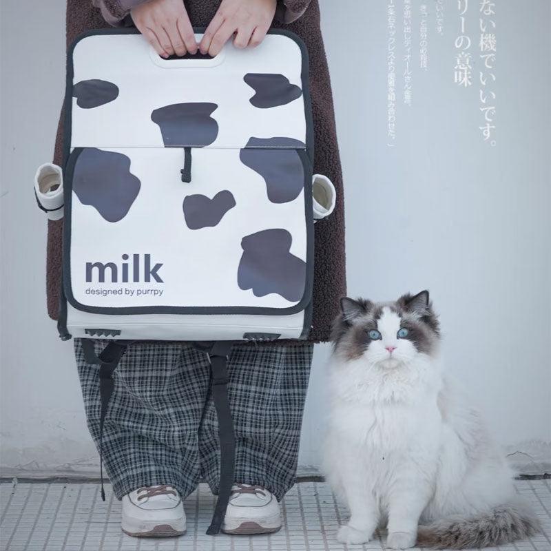Milk Print Cat Carrier Backpack Travel Tote Bag