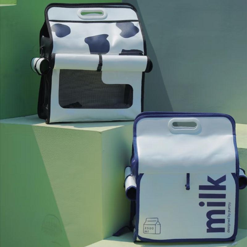 Milk Print Cat Carrier Backpack Travel Tote Bag