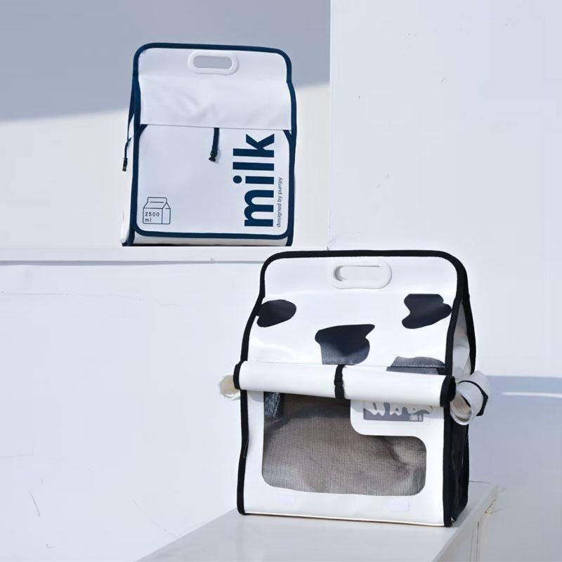 Milk Print Cat Carrier Backpack Travel Tote Bag