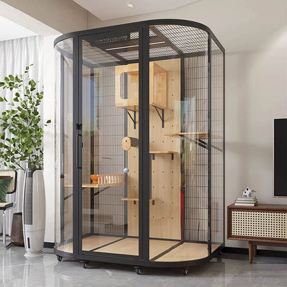 Modern Black Cat Villa Full View Indoor Cat Home
