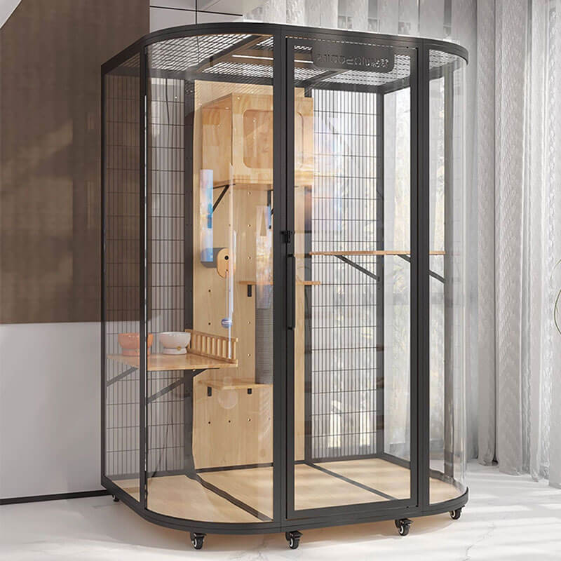 Modern Black Cat Villa Full View Indoor Cat Home