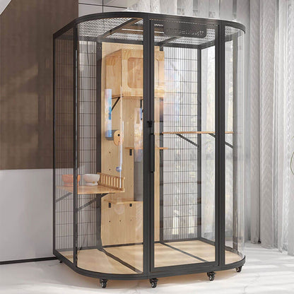 Modern Black Cat Villa Full View Indoor Cat Home