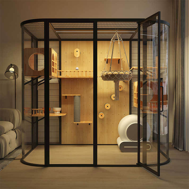 Modern Black Cat Villa Full View Indoor Cat Home