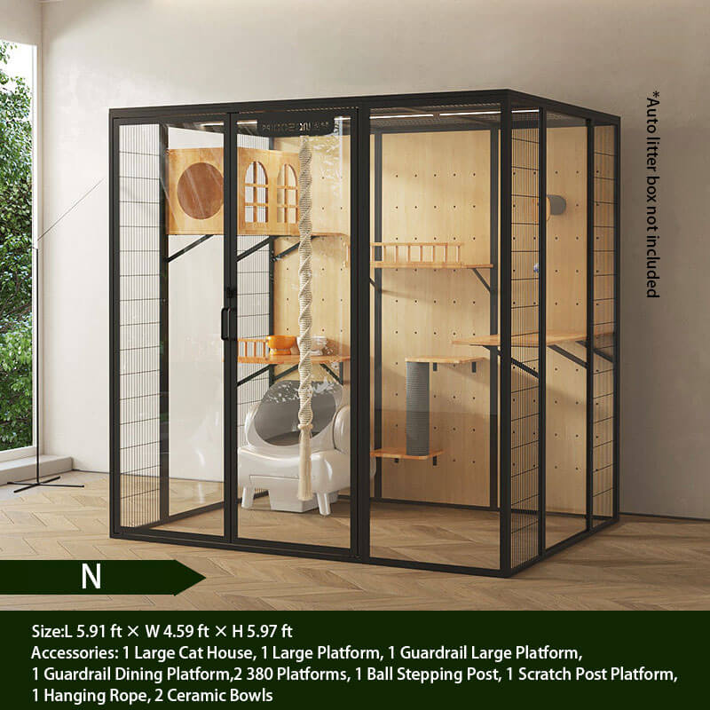 N-Modern Black Cat Villa Full View Indoor Cat Home