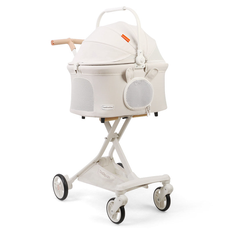 Cat Stroller Carrier With Wheels Foldable Basket