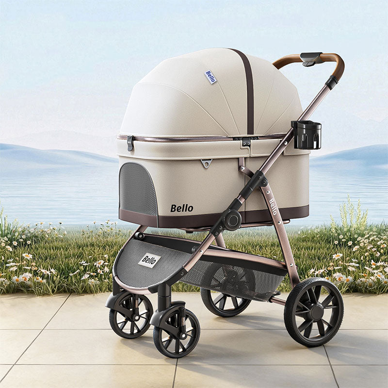 One Click Folding Large Pet Stroller with Wheels