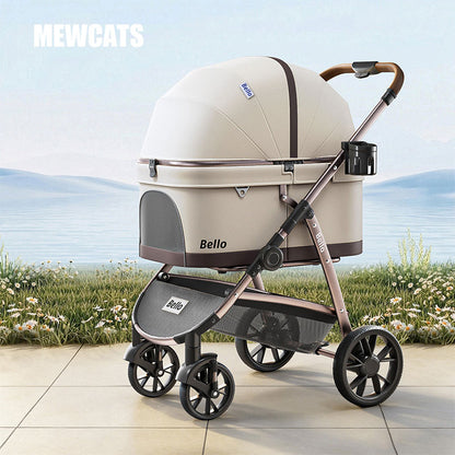 One Click Folding Large Pet Stroller with Wheels