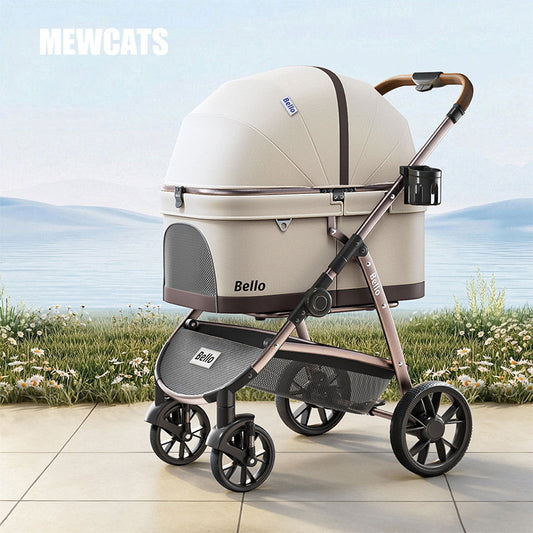 One Click Folding Large Pet Stroller with Wheels