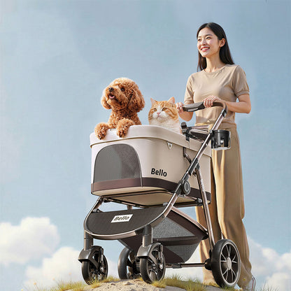 One Click Folding Large Pet Stroller with Wheels