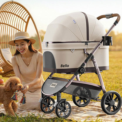 One Click Folding Large Pet Stroller with Wheels