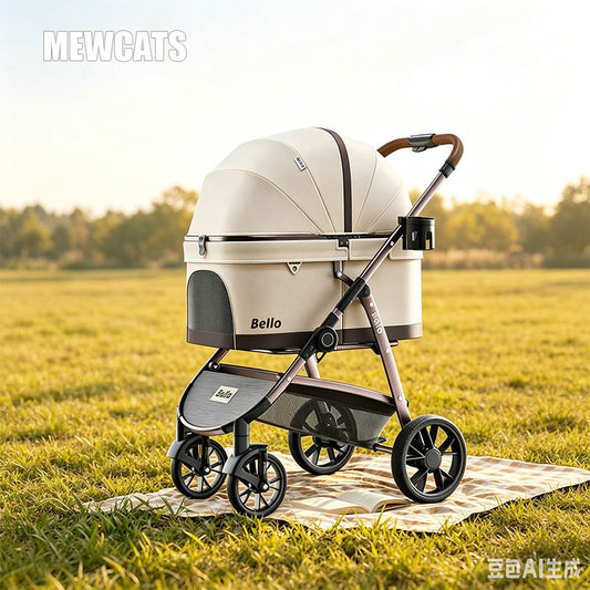 One Click Folding Large Pet Stroller with Wheels