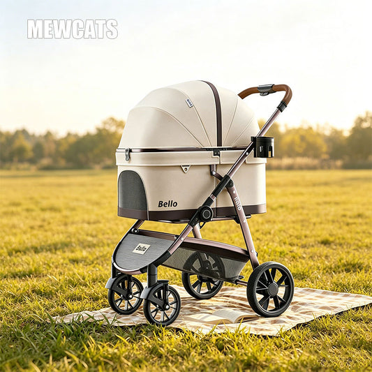 One Click Folding Large Pet Stroller with Wheels