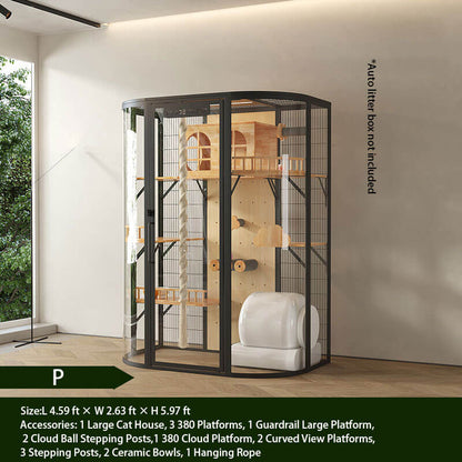 P-Modern Black Cat Villa Full View Indoor Cat Home