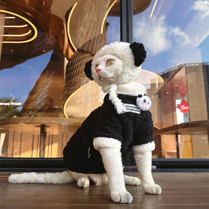 Panda Plush Warm Outfit for Sphynx Cats