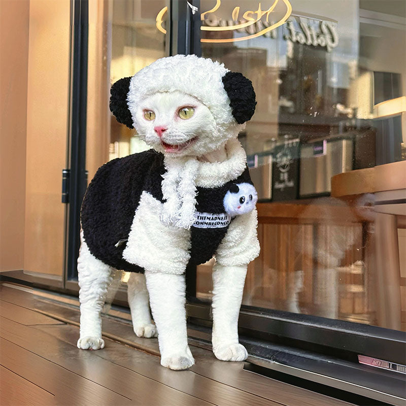 Panda Plush Warm Outfit for Sphynx Cats