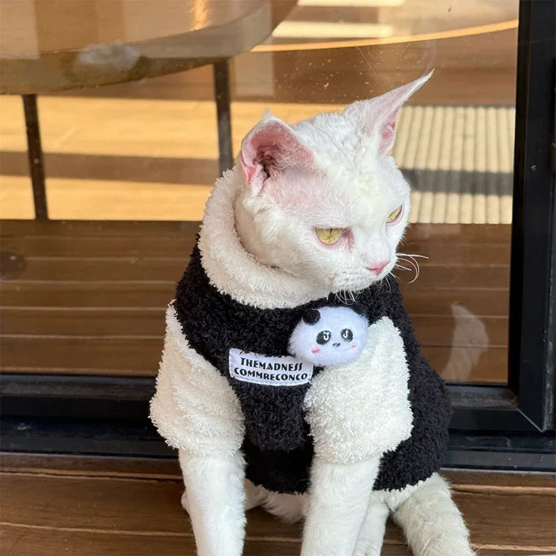 Panda Plush Warm Outfit for Sphynx Cats – MEWCATS