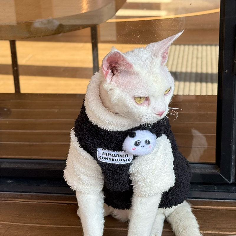 Panda Plush Warm Outfit for Sphynx Cats