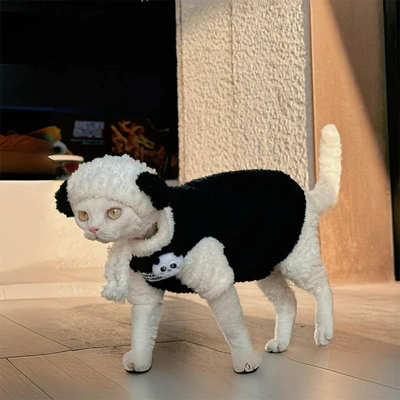Panda Plush Warm Outfit for Sphynx Cats – MEWCATS