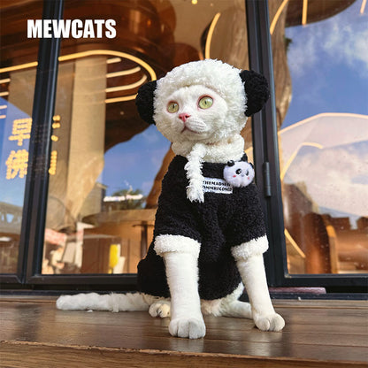 Panda Plush Warm Outfit for Sphynx Cats