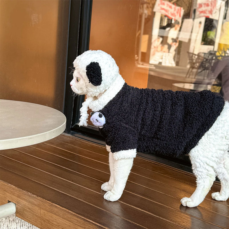 Panda Plush Warm Outfit for Sphynx Cats