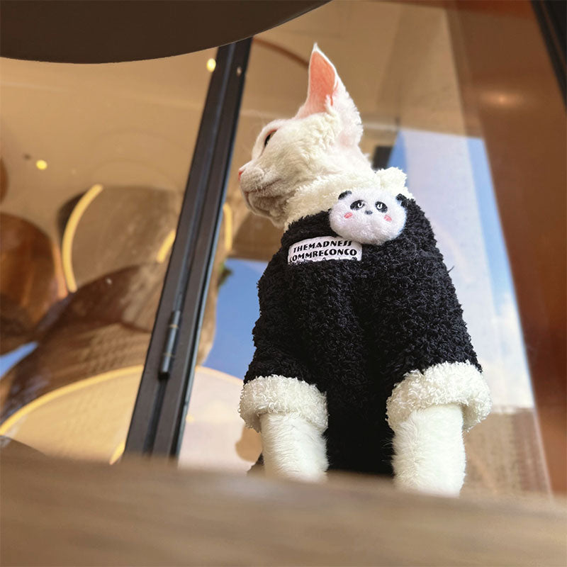 Panda Plush Warm Outfit for Sphynx Cats