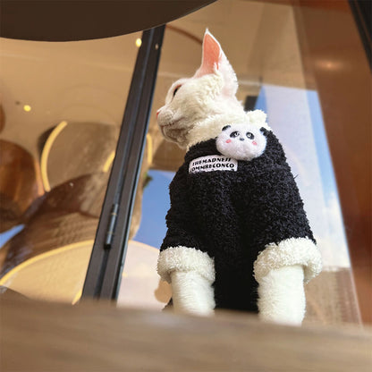 Panda Plush Warm Outfit for Sphynx Cats