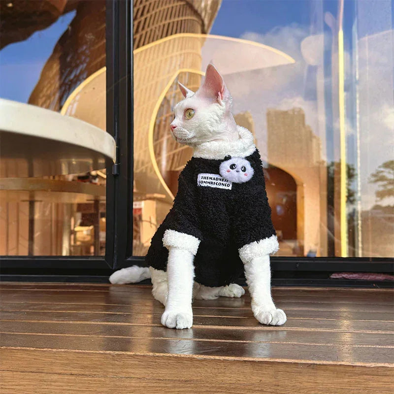 Panda Plush Warm Outfit for Sphynx Cats – MEWCATS