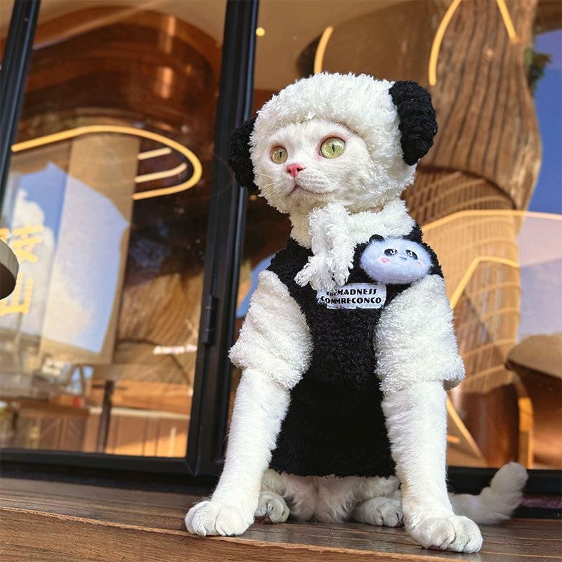 Panda Plush Warm Outfit for Sphynx Cats