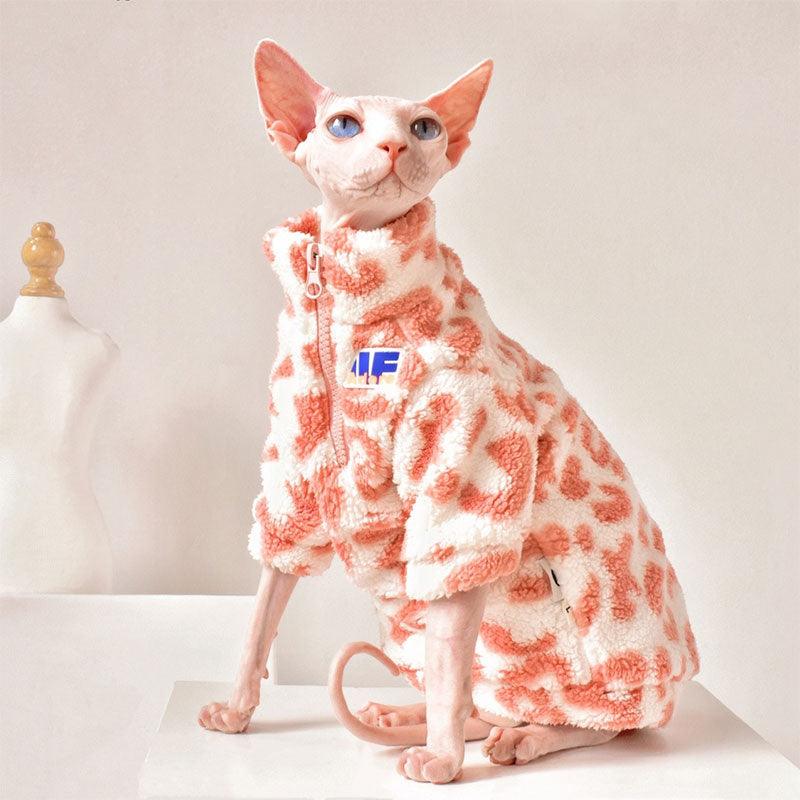 Pink Leopard Print Sphynx Cat Sweatshirt Clothes