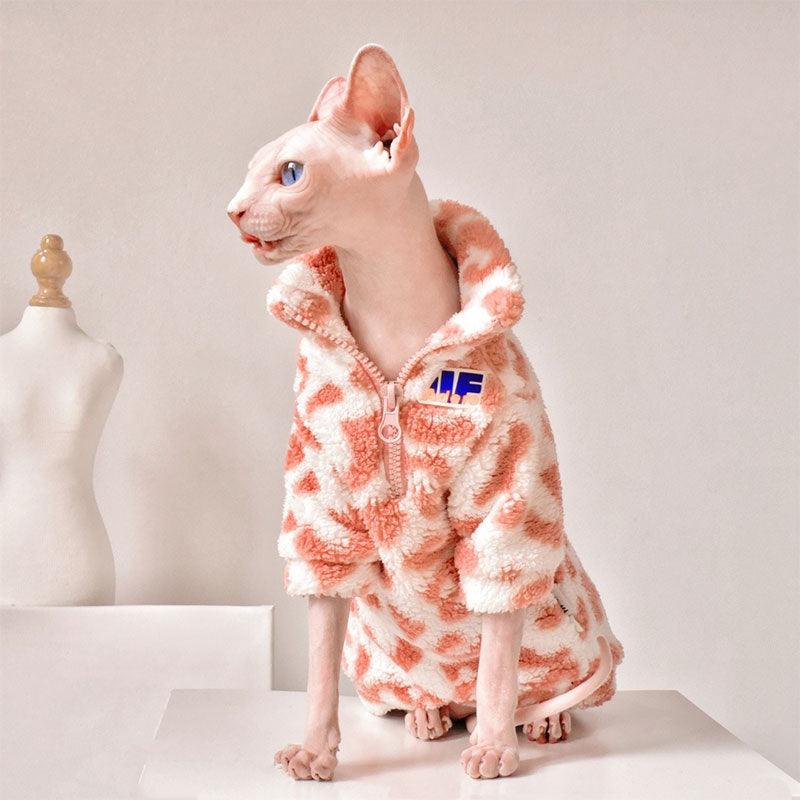 Pink Leopard Print Sphynx Cat Sweatshirt Clothes
