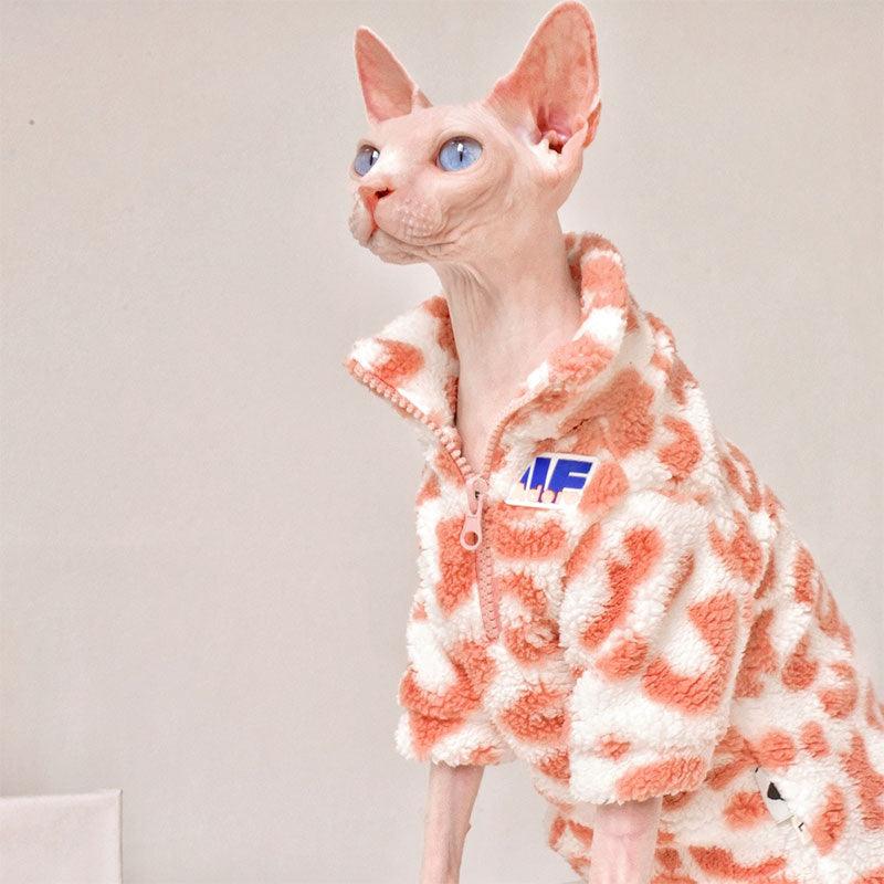 Pink Leopard Print Sphynx Cat Sweatshirt Clothes