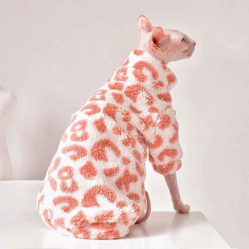 Pink Leopard Print Sphynx Cat Sweatshirt Clothes