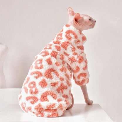 Pink Leopard Print Sphynx Cat Sweatshirt Clothes