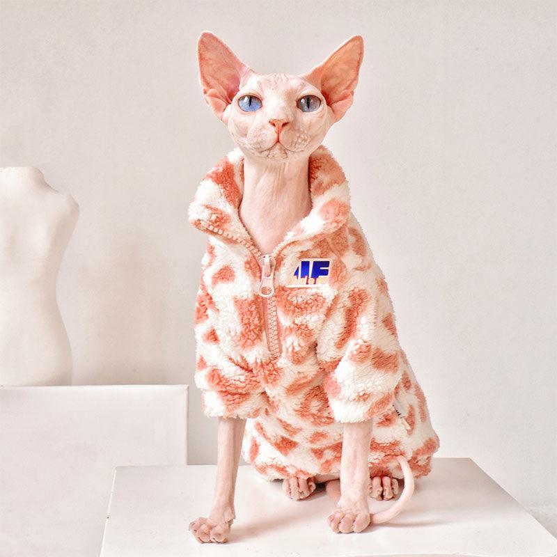 Pink Leopard Print Sphynx Cat Sweatshirt Clothes