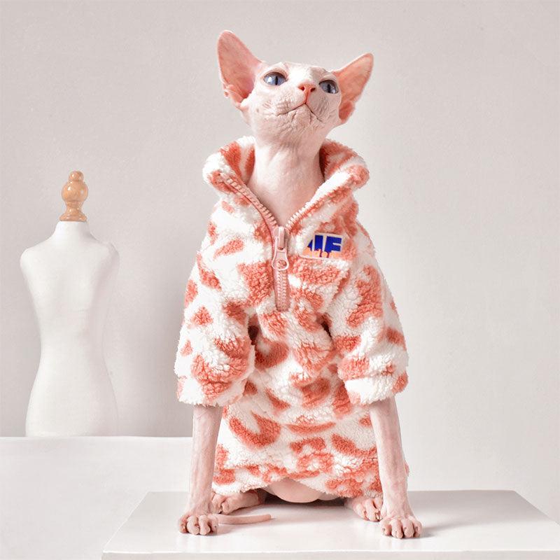 Pink Leopard Print Sphynx Cat Sweatshirt Clothes