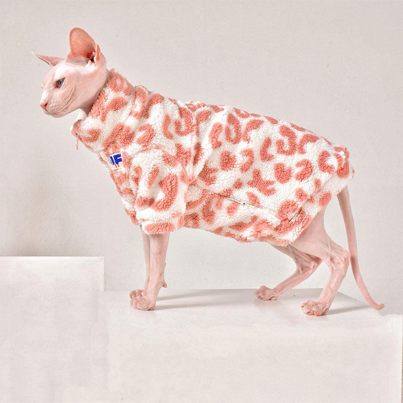 Pink Leopard Print Sphynx Cat Sweatshirt Clothes