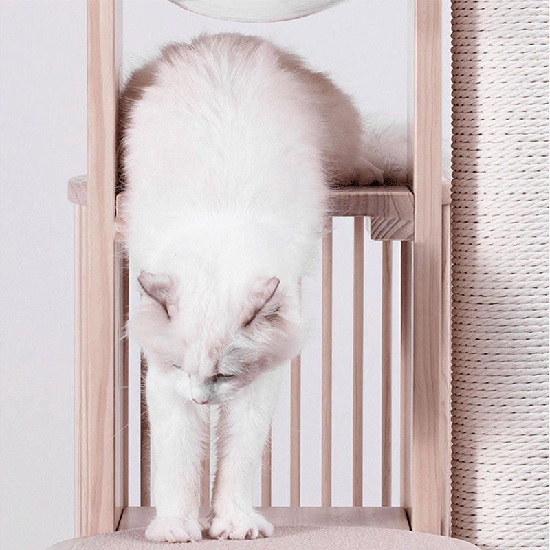 Premium Solid Wood Tower Cat Climbing Tree Scratching Post
