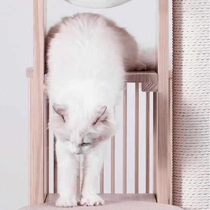 Premium Solid Wood Tower Cat Climbing Tree Scratching Post
