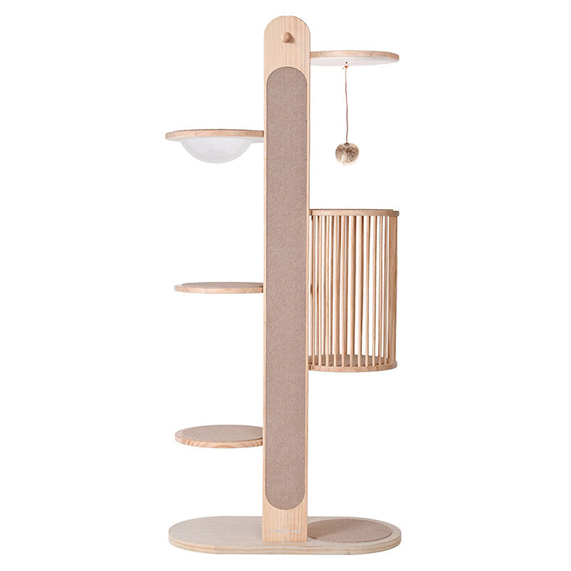 Premium Solid Wood Tower Cat Climbing Tree Scratching Post
