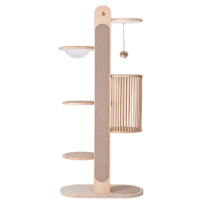 Premium Solid Wood Tower Cat Climbing Tree Scratching Post