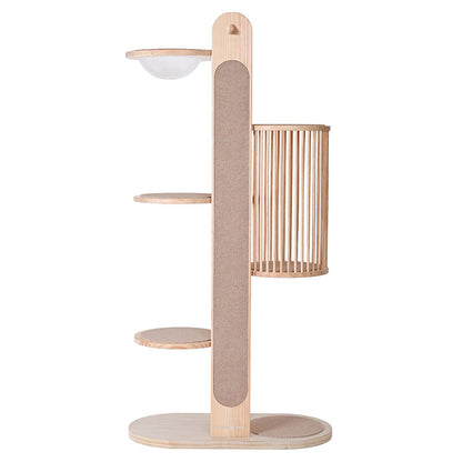 Premium Solid Wood Tower Cat Climbing Tree Scratching Post