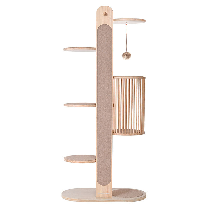 Premium Solid Wood Tower Cat Climbing Tree Scratching Post