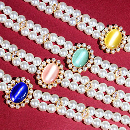 Retro Gemstone Cat Collar Accessory