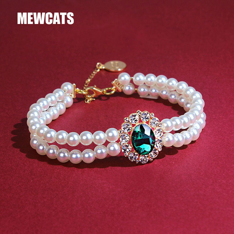 Retro Gemstone Cat Collar Accessory